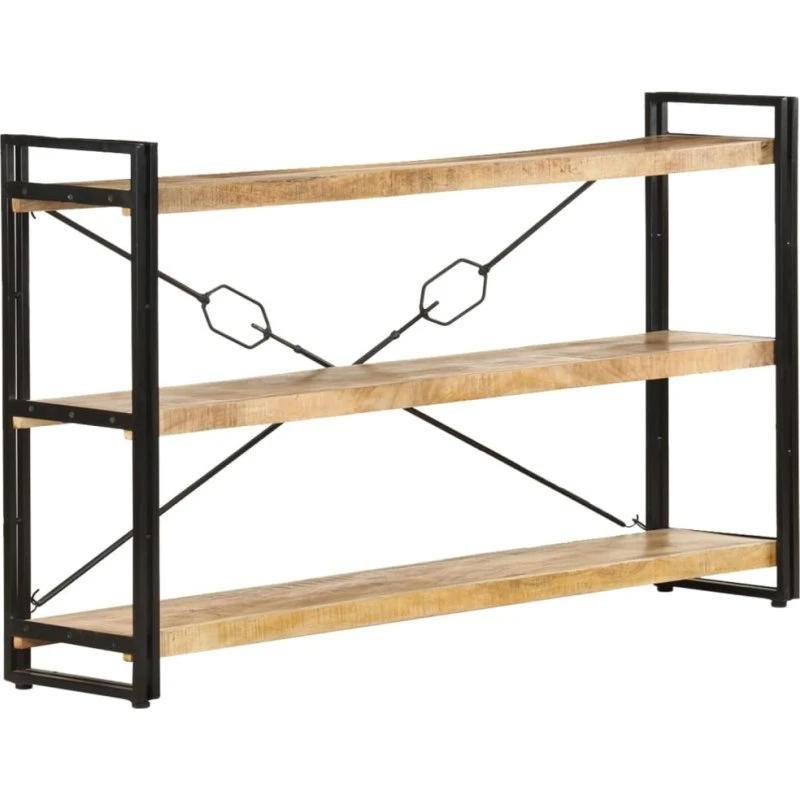 Bogreol i massivt mangotræ, 3 hylder 140x30x80 cm