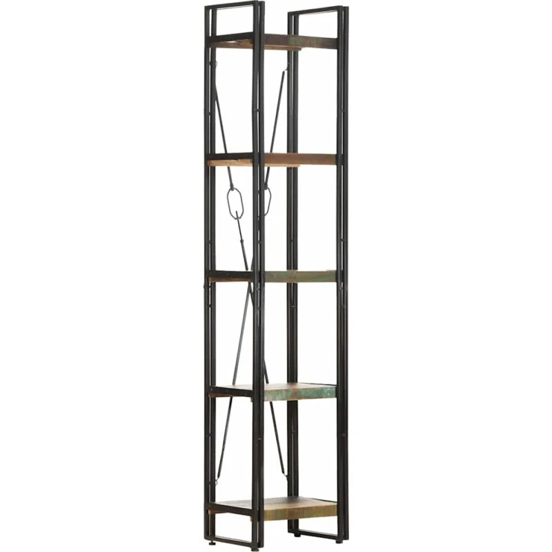 Bogreol 5 hylder 40x30x180 cm i massivt genbrugstræ