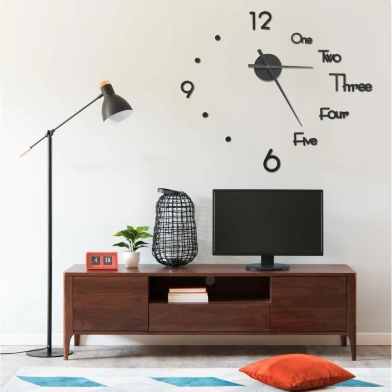 XXL 3D vægur 100 cm – moderne sort DIY design