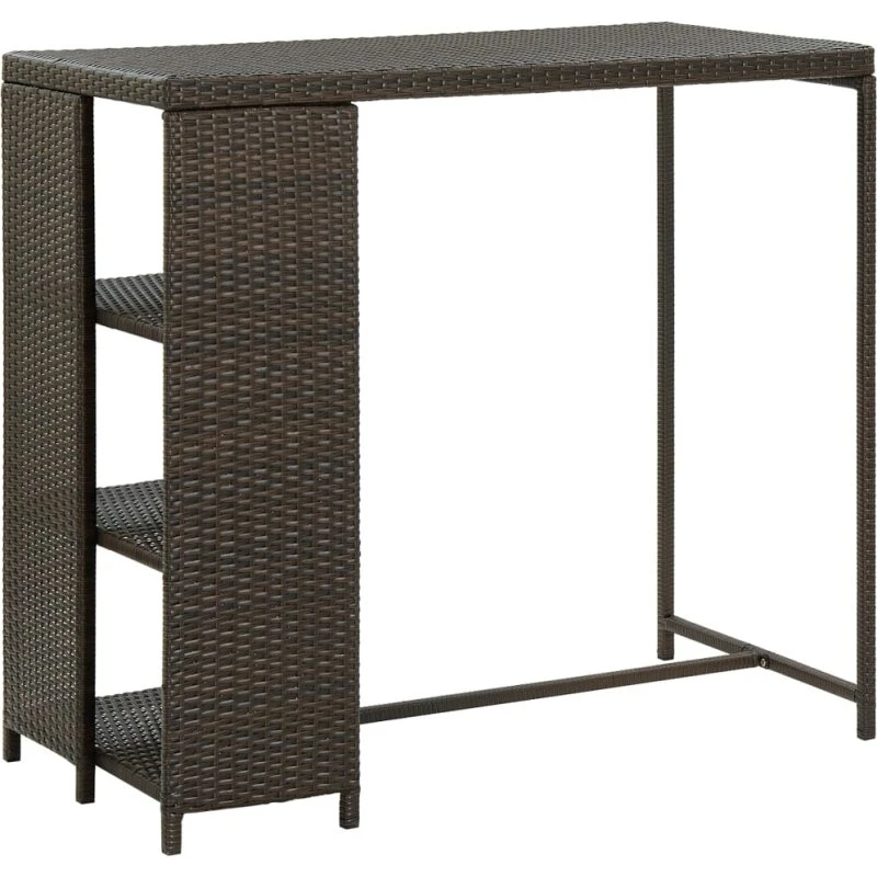 Barbord med opbevaring 120x60x110 cm – Brun polyrattan