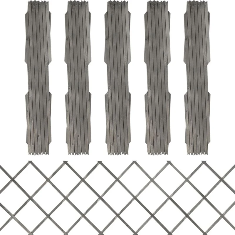 Espalierhegn 5 stk. 180x60 cm – massivt fyrretræ, grå