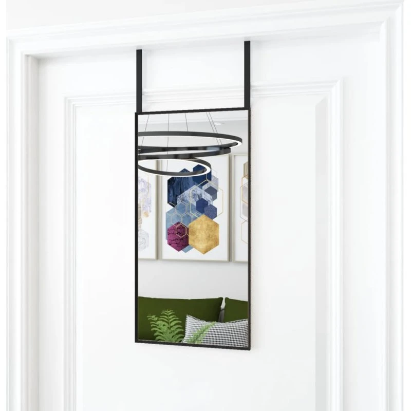 Dørspejl 30x60 cm - Sort alu og glas
