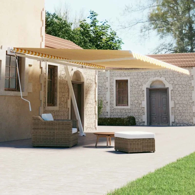 Fritstående markise 600x300 cm – manuel gul/hvid