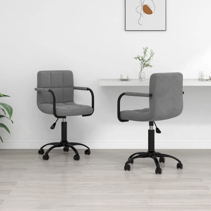 Drejelige spisebordsstole 2 stk. fløjl mørkegrå