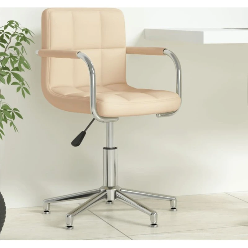 Drejelig kontorstol i creme stof med kromstel
