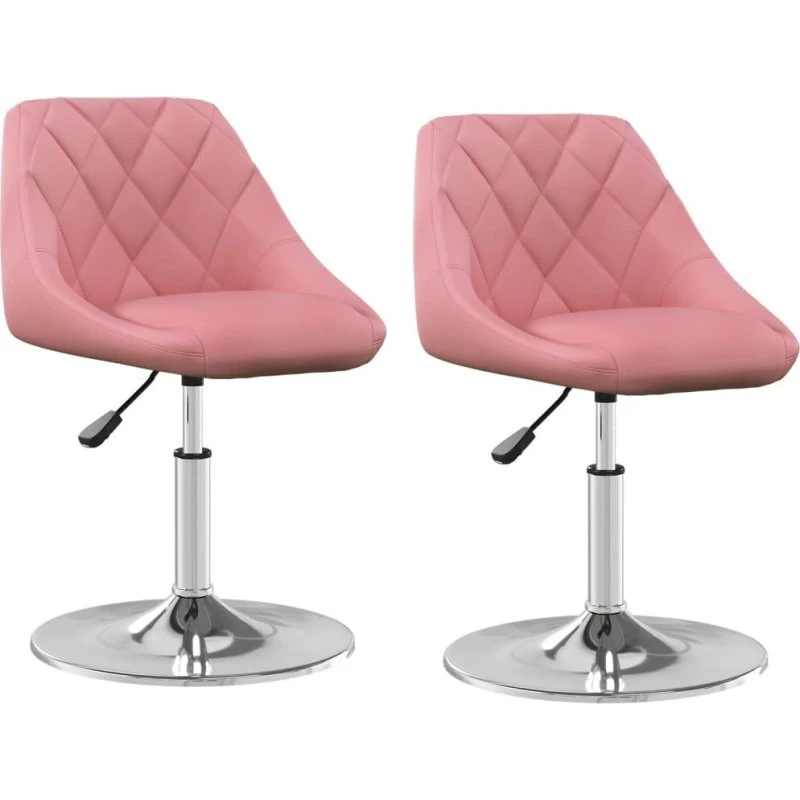 Drejelige spisebordsstole i fløjl 2 stk. lyserød