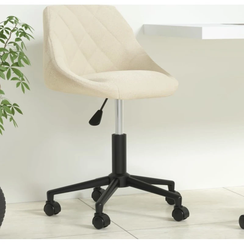 Drejelig kontorstol i creme fløjl med sort stel