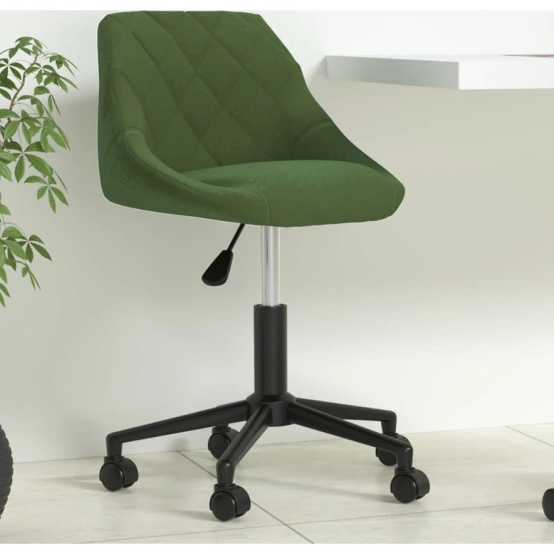 Drejelig kontorstol i fløjl mørkegrøn - justerbar og komfortabel