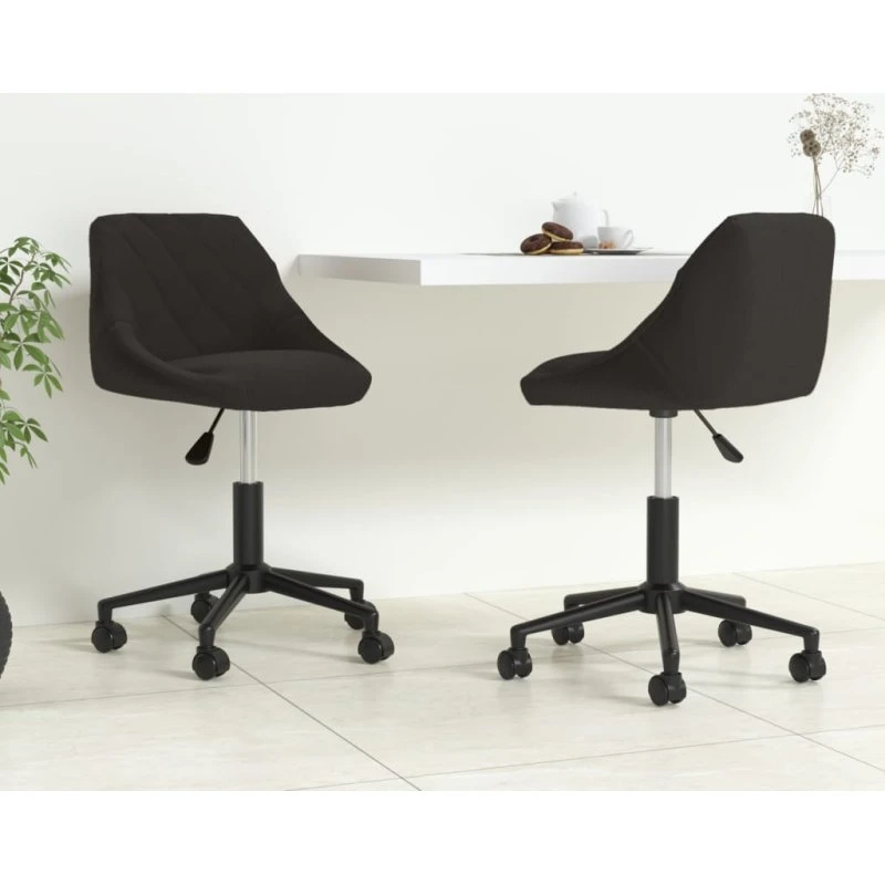 Drejelige spisebordsstole 2 stk. i fløjl, sort