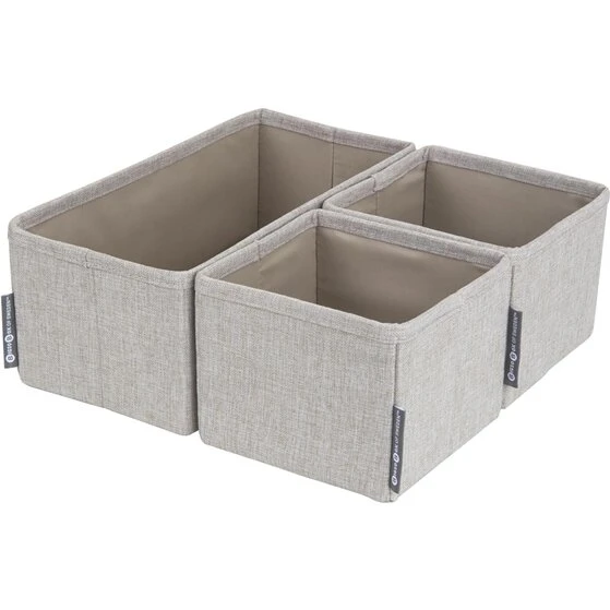 Bigso Box Opbevaringsboks 3-pak - Beige (1 stor, 2 små)