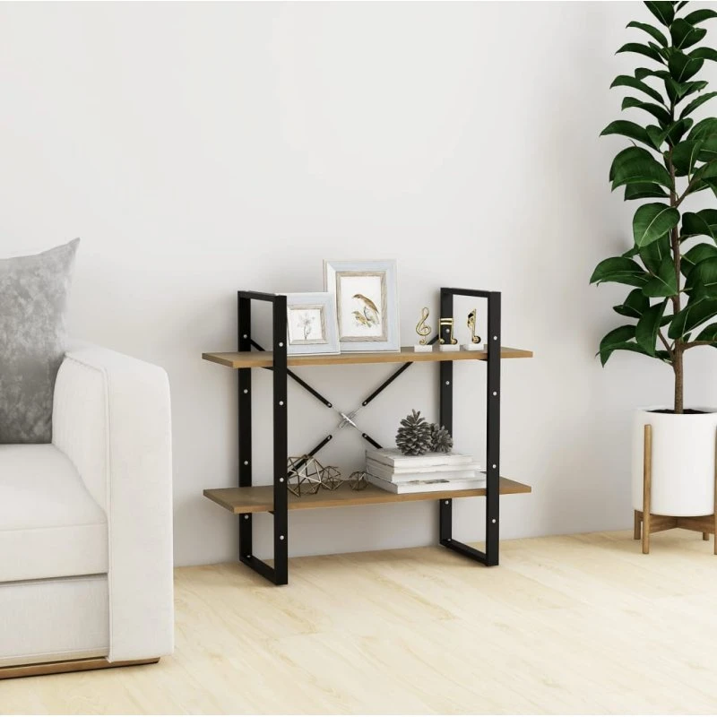 Bogreol i massivt fyrretræ 80x30x70 cm, 2 hylder