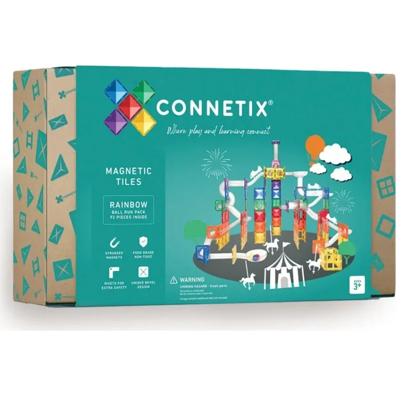 Connetix Ball Run magnetsæt 92 dele – Rainbow