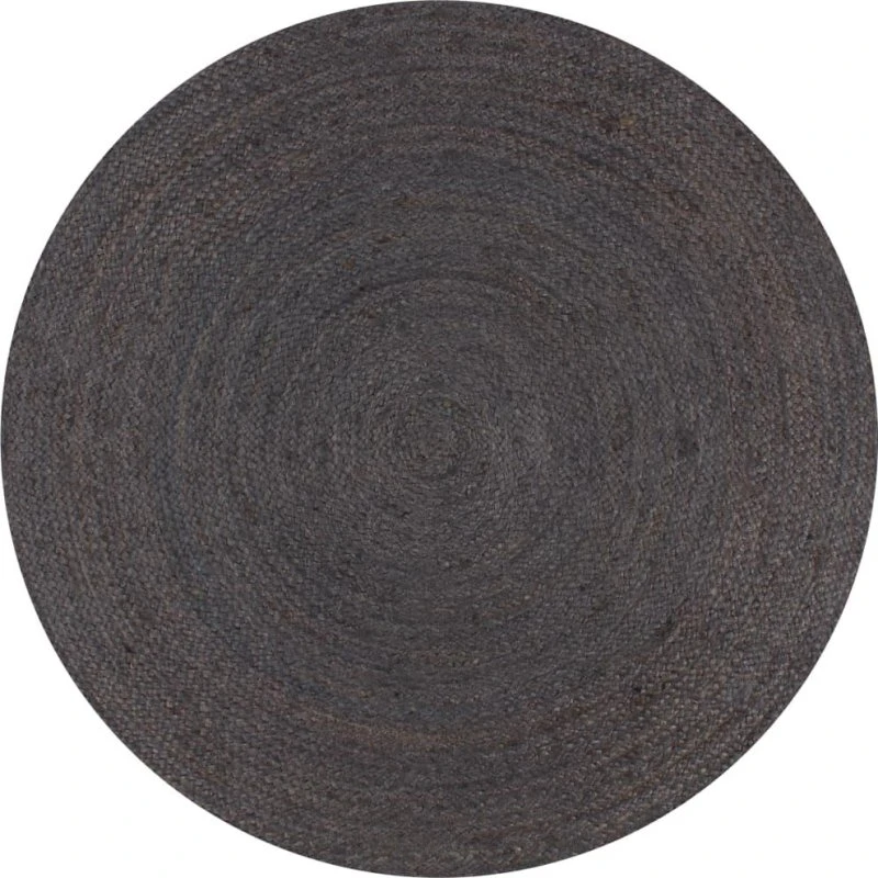 Håndlavet rund jutetæppe 90 cm – mørkegrå