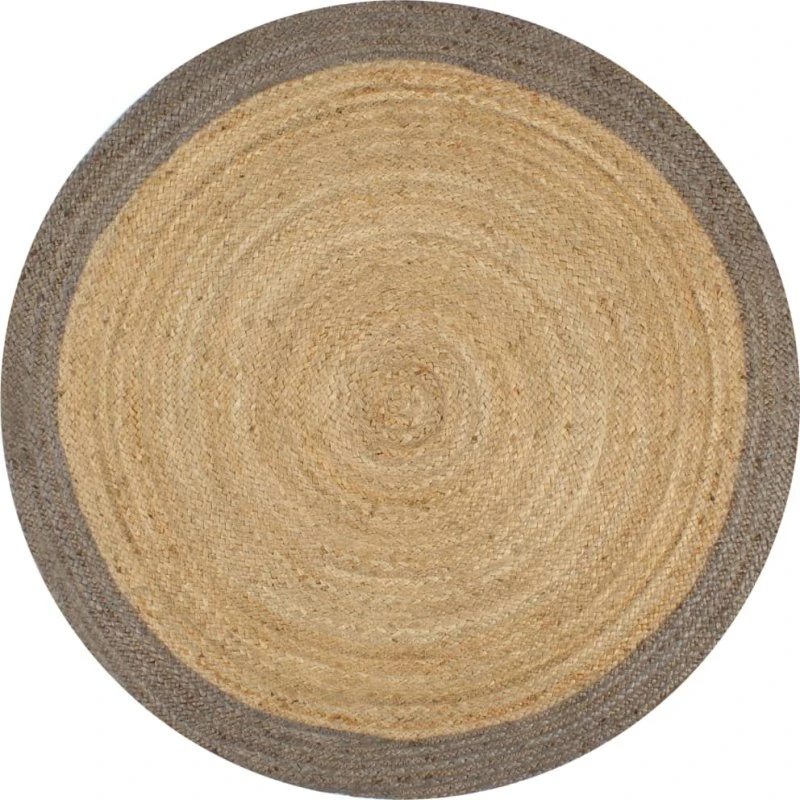 Håndlavet jutetæppe 150 cm – natur med grå kant