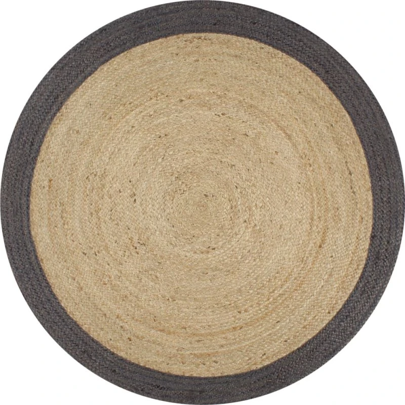 Håndlavet jutetæppe 150 cm med mørkegrå kant