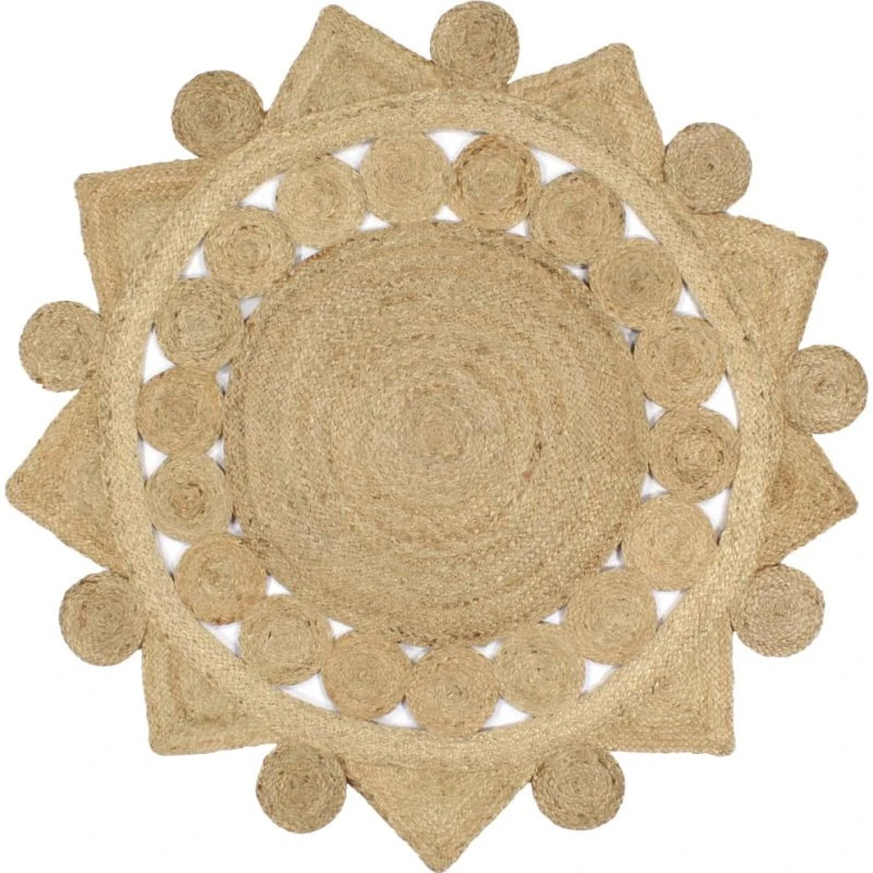 Håndflettet jutetæppe 120 cm – naturligt & robust