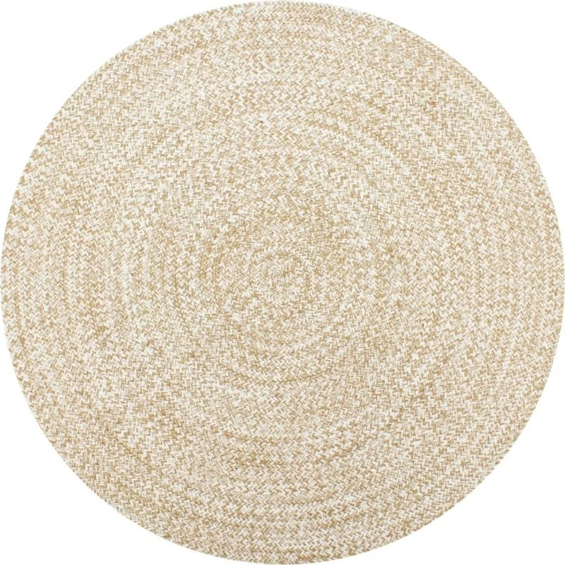 Håndlavet jutetæppe 90 cm – hvid & natur