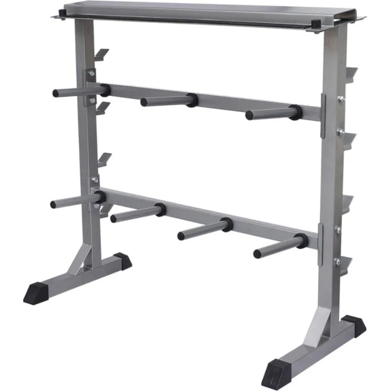 Robust håndvægtstativ i stål – 300 kg, 2 hylder