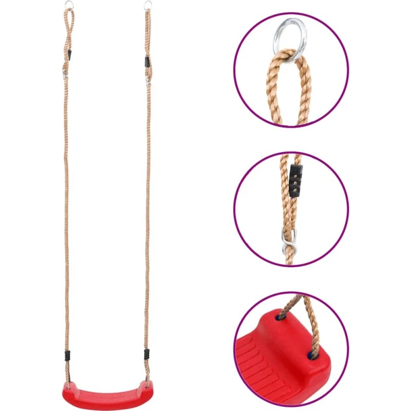 Rød børnegynge i robust PE, justerbar højde