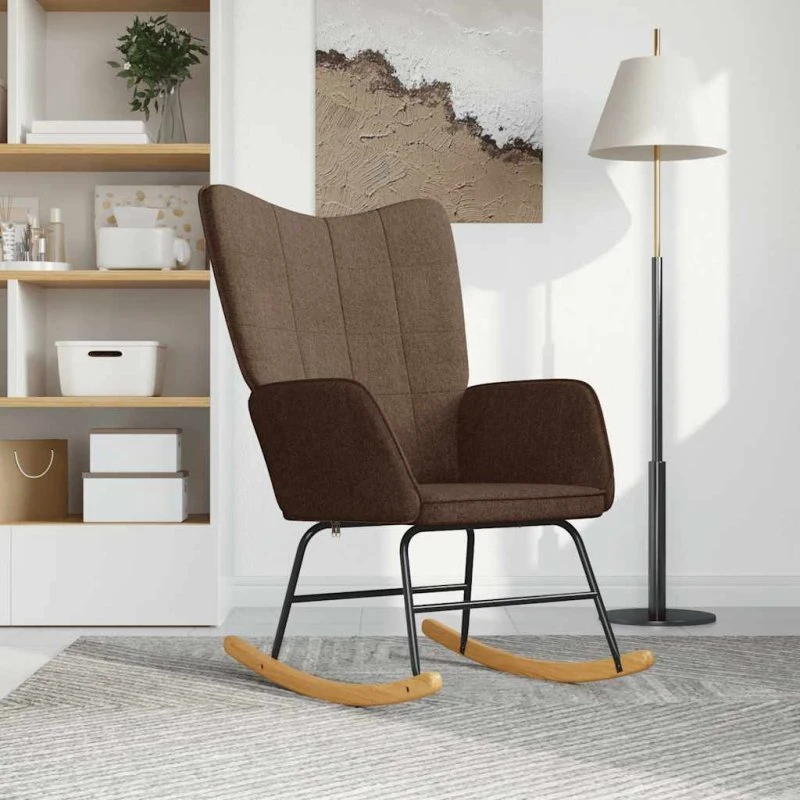 Gyngestol i brun polyester med stålramme