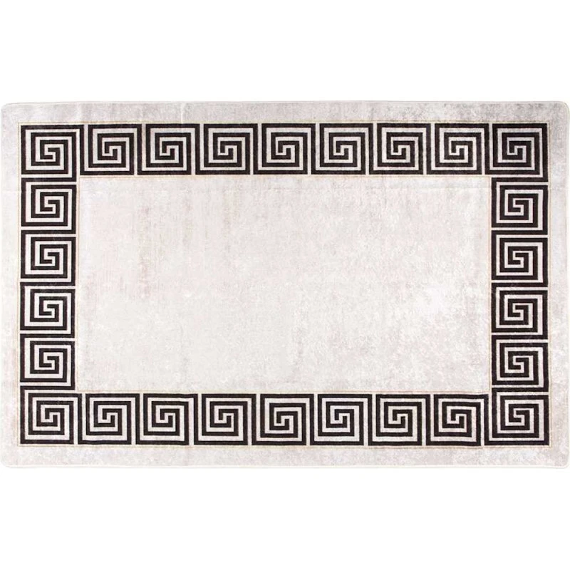 Gulvtæppe 160x230 cm skridsikkert vaskbart lys beige