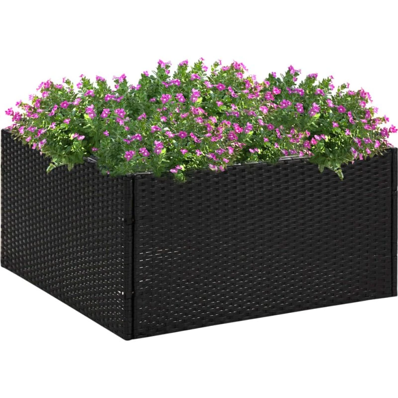 Havebord/plantekasse 80x80x40 cm polyrattan – sort