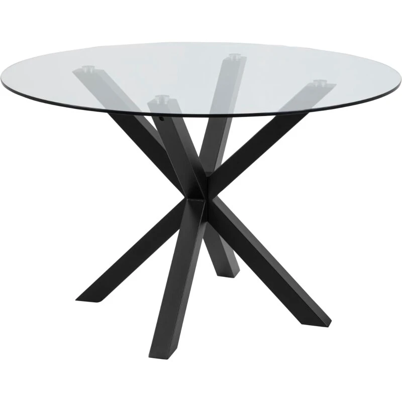 CASA Living Heaven spisebord Ø119 cm klar glas, mat sort stel