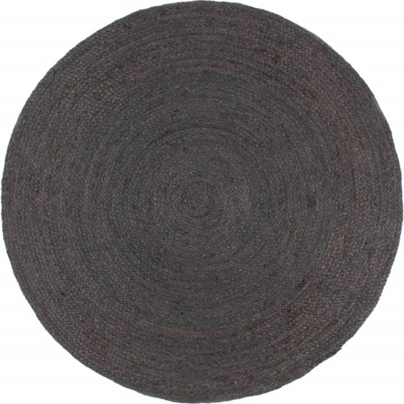Håndlavet rundt jute-gulvtæppe 210 cm – mørkegrå