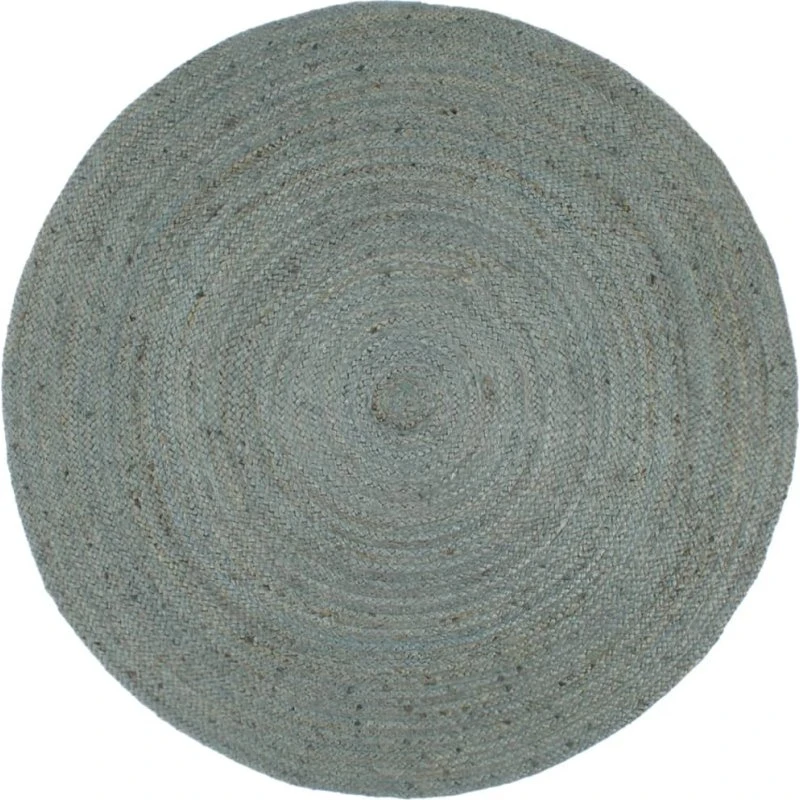 Håndlavet jute-gulvtæppe, rundt 240 cm – olivengrøn