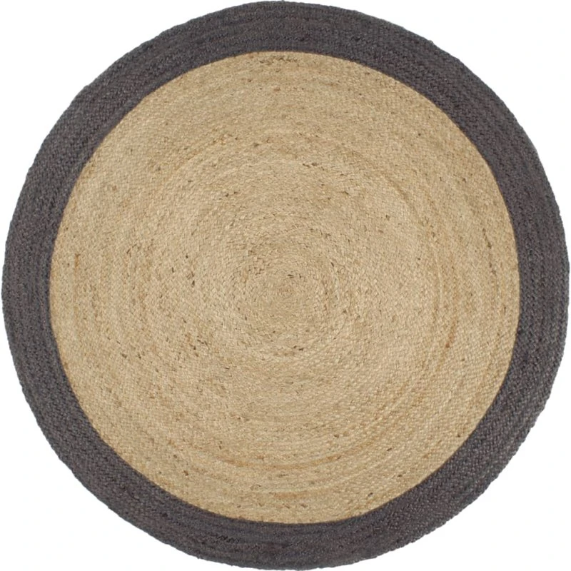 Håndlavet jute-tæppe med mørkegrå kant 210 cm