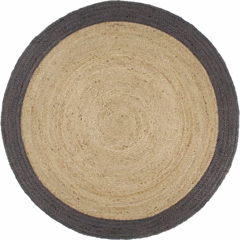 Håndlavet jute tæppe med mørkegrå kant 240 cm