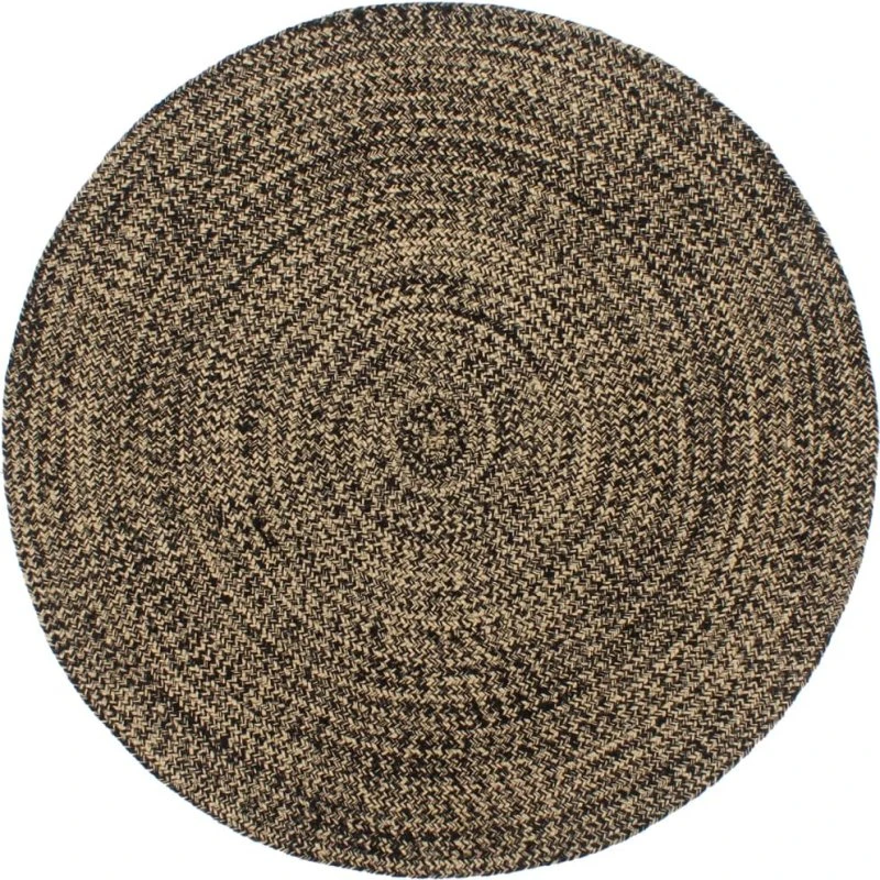 Håndlavet jute-gulvtæppe 180 cm – sort/brun