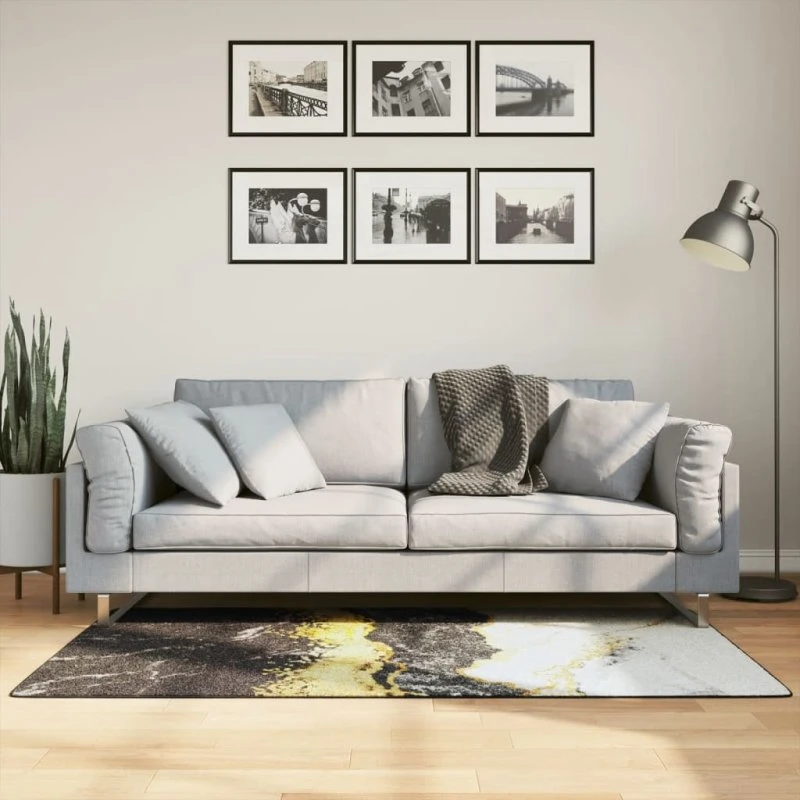 Gulvtæppe 80x150 cm vaskbart skridsikkert flerfarvet