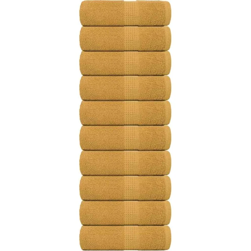 Gæstehåndklæder 10 stk 30x50 cm 360 gsm - Guldfarvet
