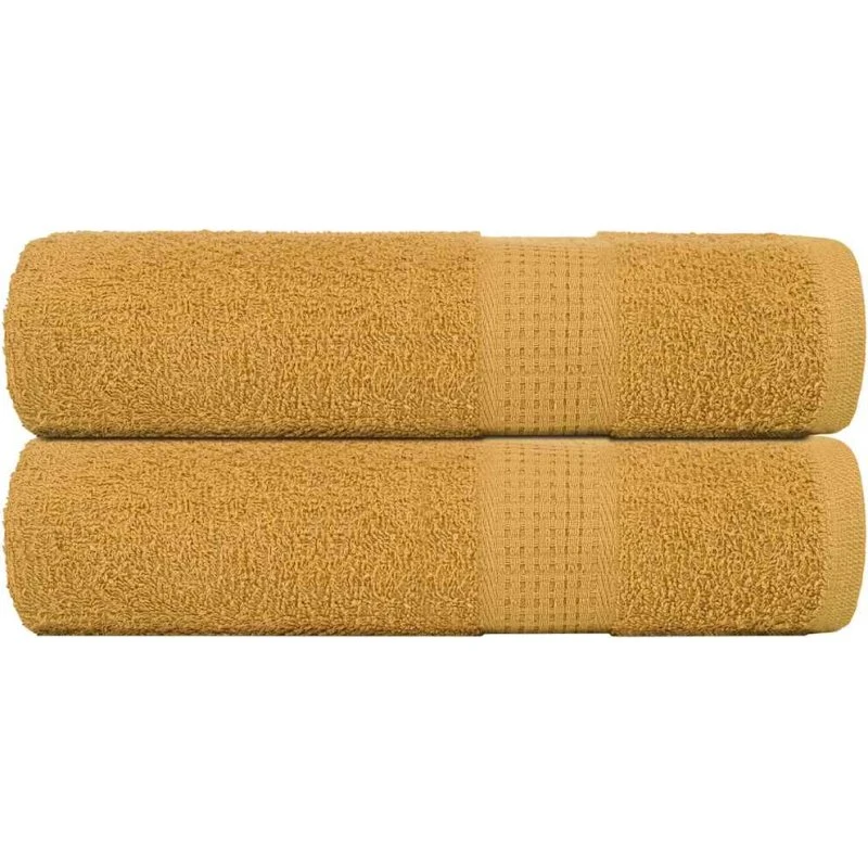 Håndklæder 2 stk 50x100 cm 360 g/m² – guldfarvet