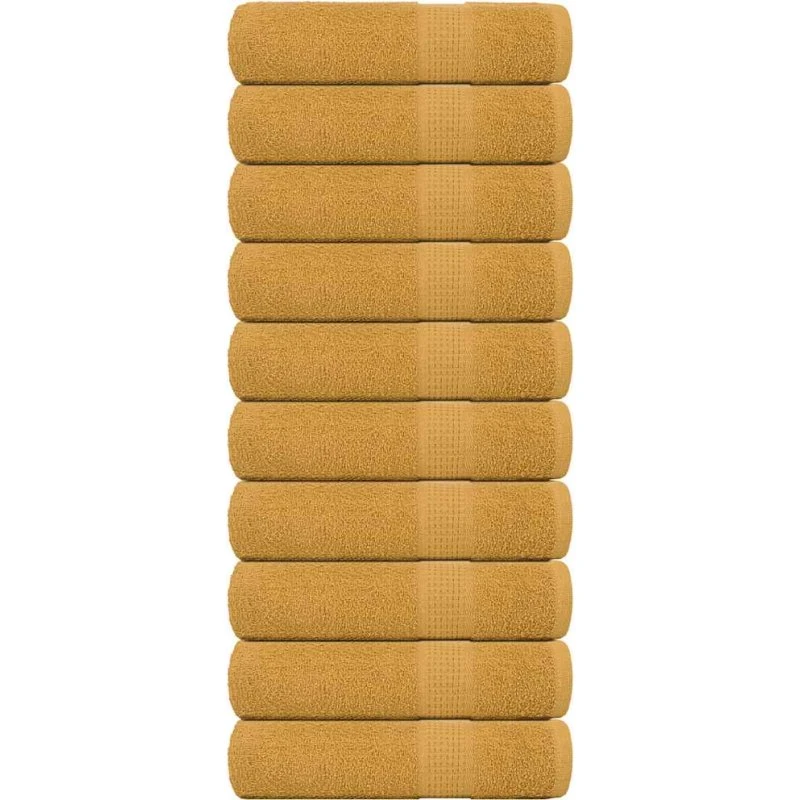 Håndklæder 10 stk 50x100 cm 360 g/m² - Guldfarvet