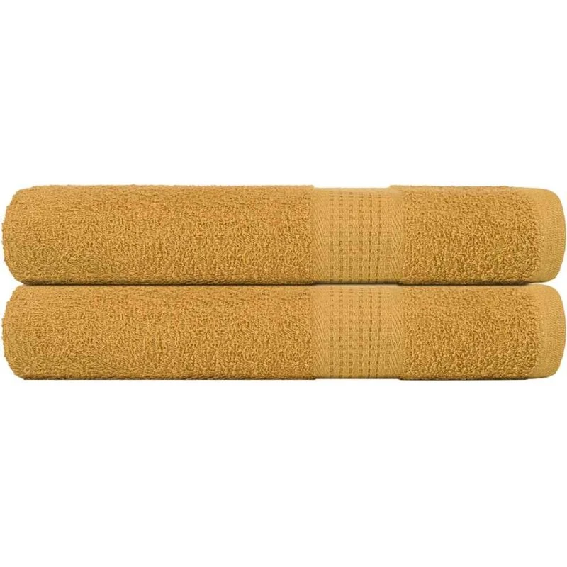 Håndklæder 2 stk 100x200 cm 360 gsm - Guldfarvet