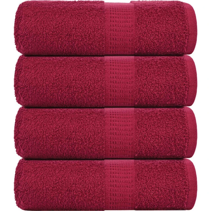 Gæstehåndklæder 4 stk 30x50 cm 360 g/m² – Bordeaux