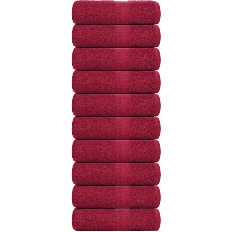 Gæstehåndklæder 10 stk 30x50 cm 360 gsm – Bordeaux