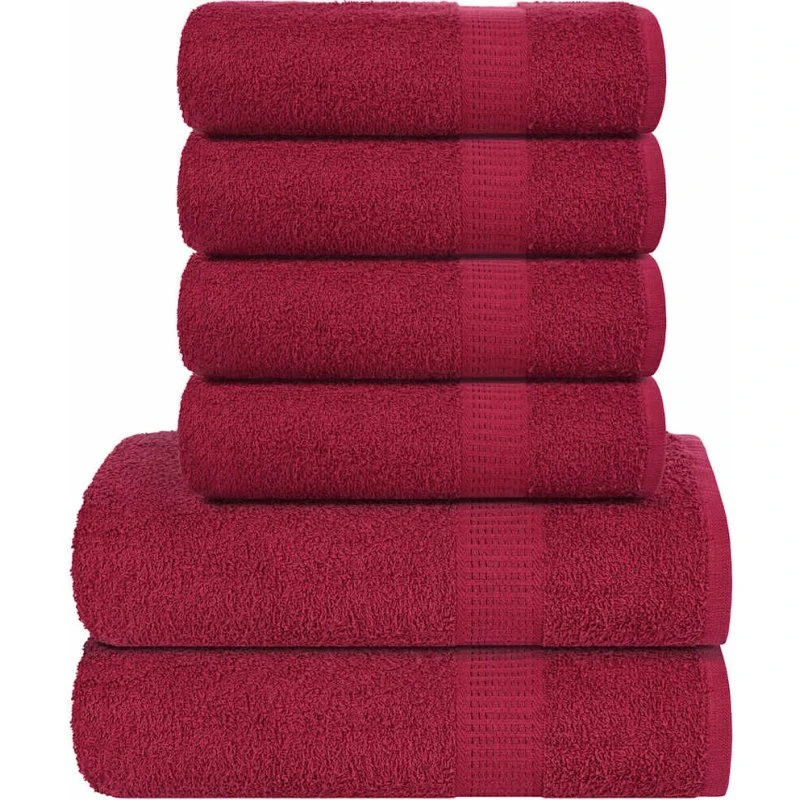 Håndklædesæt 6 dele 360 g/m² 100% bomuld - Bordeaux