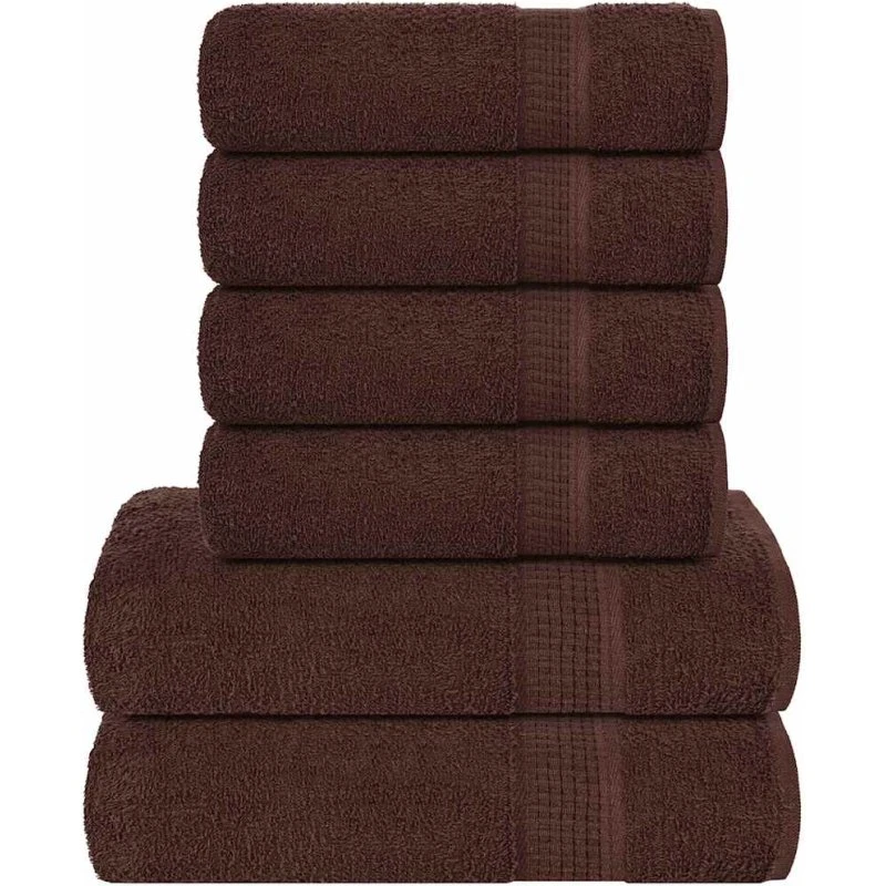 Håndklædesæt 6 dele 360 g/m² - Brun (100% bomuld)