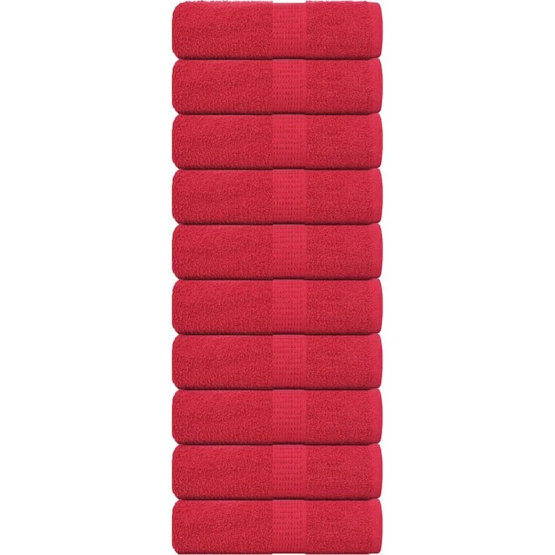 Gæstehåndklæder 10 stk. 30x50 cm 360 g/m² – Rød
