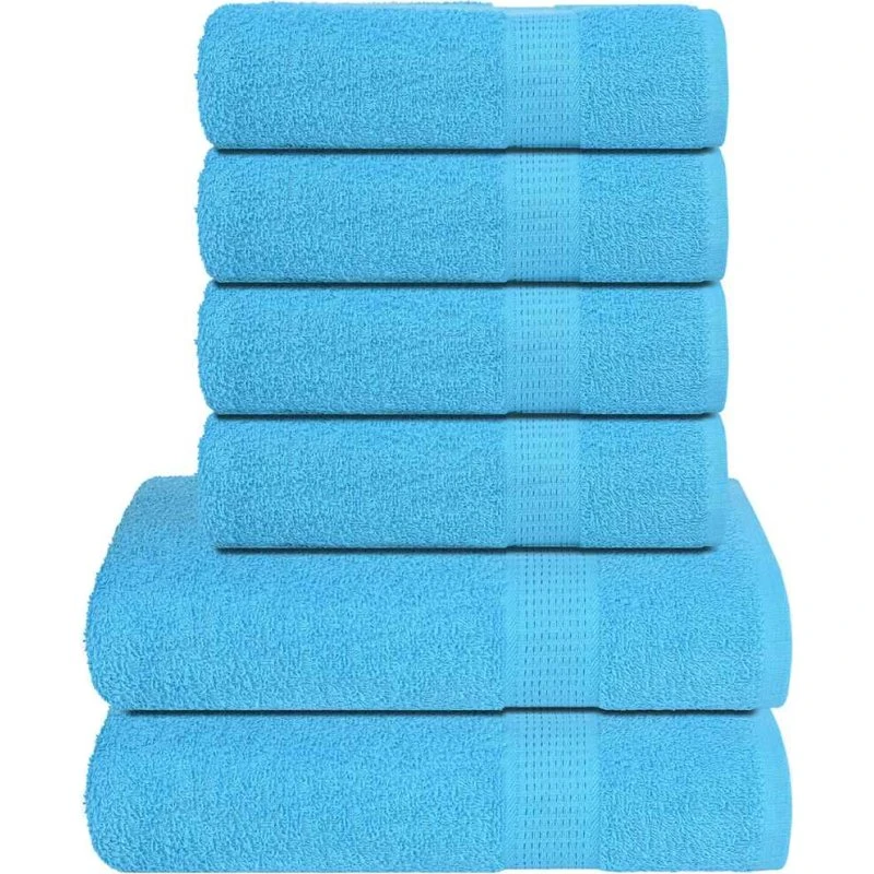 Håndklædesæt 6 dele 360 g/m² turkis – 100% bomuld