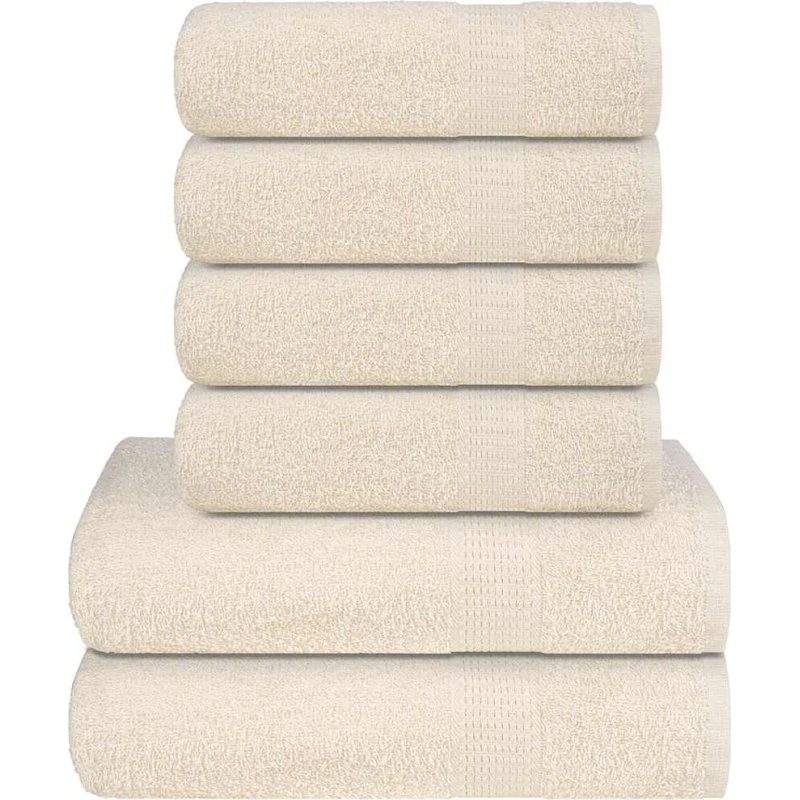 Håndklædesæt 6 dele 360 g/m² - Creme (100% bomuld)