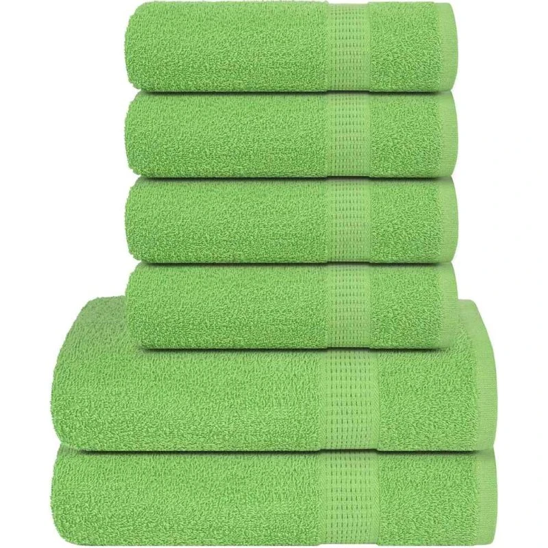 Håndklædesæt 6 dele 360 g/m² æblegrøn – 100% bomuld