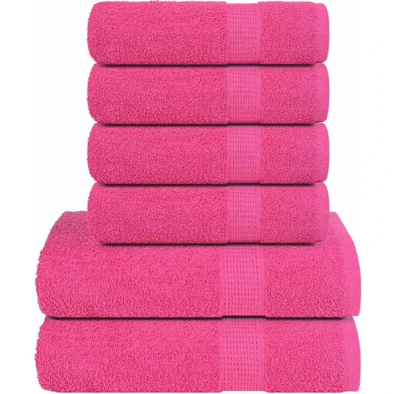 Håndklædesæt 6 dele 360 g/m² - 100% bomuld (lyserød)