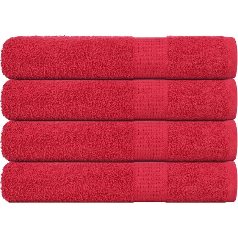 Håndklæder 4 stk 100x200 cm 360 g/m² – Rød