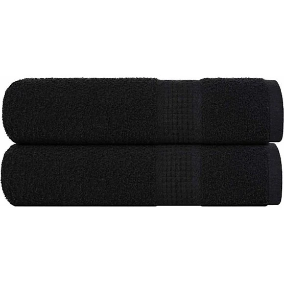 Håndklæder 2 stk 50x100 cm 360 g/m² 100% bomuld - Sort