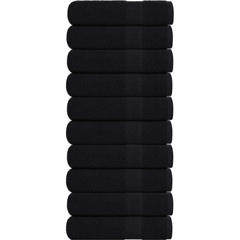 Håndklæder 10 stk. 50x100 cm 360 g/m² – Sort, 100% bomuld