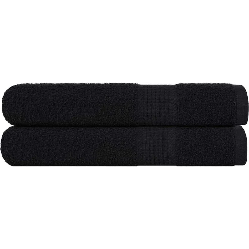 Håndklæder 2 stk 100x200 cm 360 g/m² – Sort